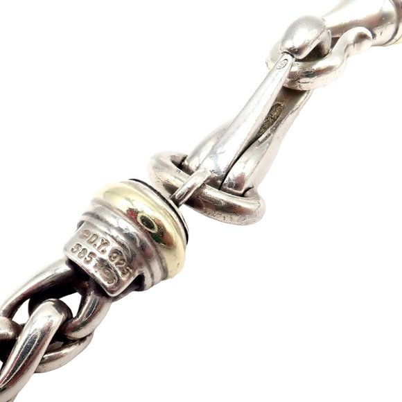 David Yurman DY Sterling Silver 14k Yellow Gold Wheat 8.5mm Chain Necklace 16" - Picture 3 of 10